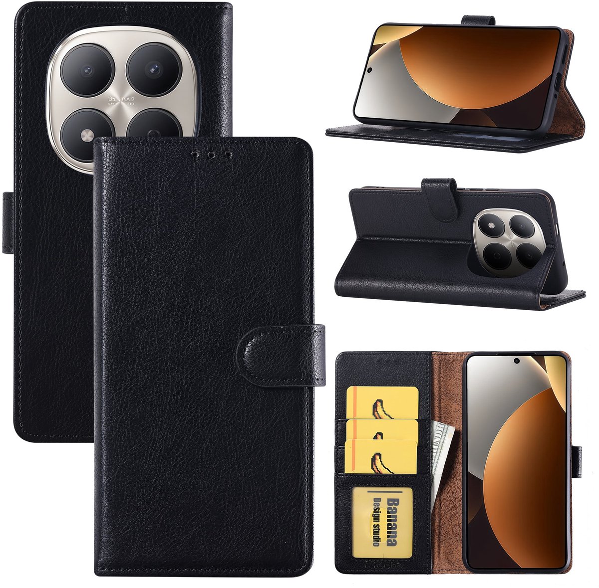 Hoesje geschikt voor Redmi Note 15 Pro 5G Hoesje Zwart Bookcase – Ntech Wallet Case met Pasjeshouder & Magneetsluiting Beschermhoes – Schokbestermende Flip Cover
