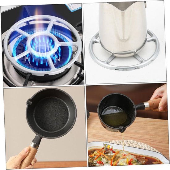 Gietijzeren Steelpan - Mini Koekenpan Omeletpan - Koken voor één persoon - Ergonomisch houten handvat — afbeelding 3
