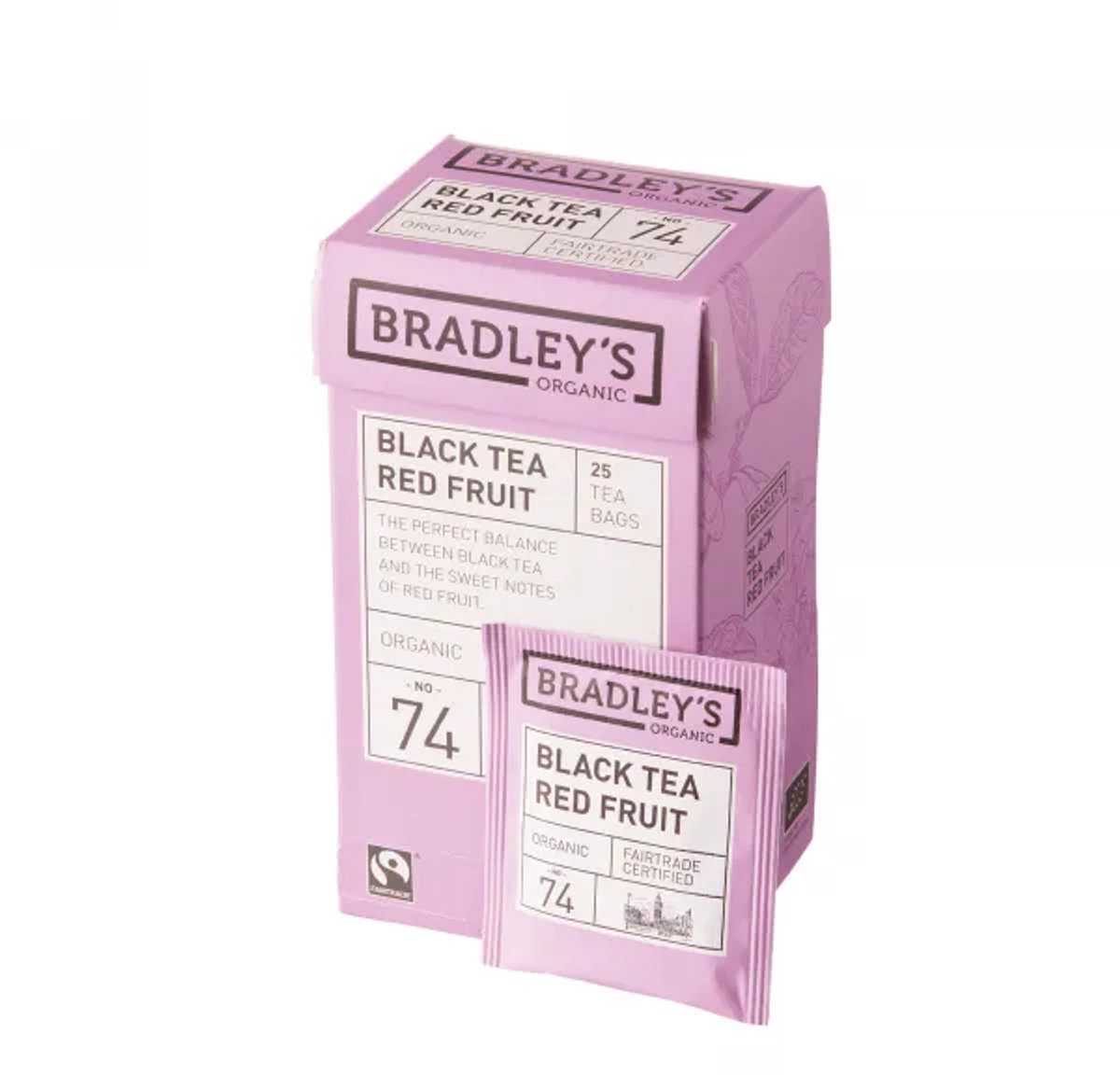 Bradley’s Organic NO. 74 Black Tea Red Fruit – 25 Theezakjes – 2 g per Zakje