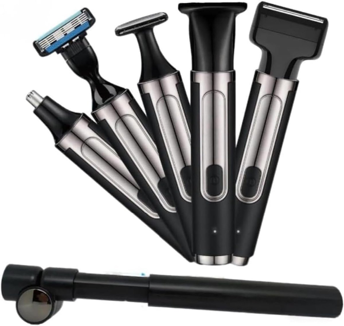 SnelShoppen - Elektrische Rugschaver voor Mannen, 5-in-1 Lichaamstrimmer Set, Multifunctionele Zelfservice, Nat of Droog, Lichaamsverzorging voor Mann