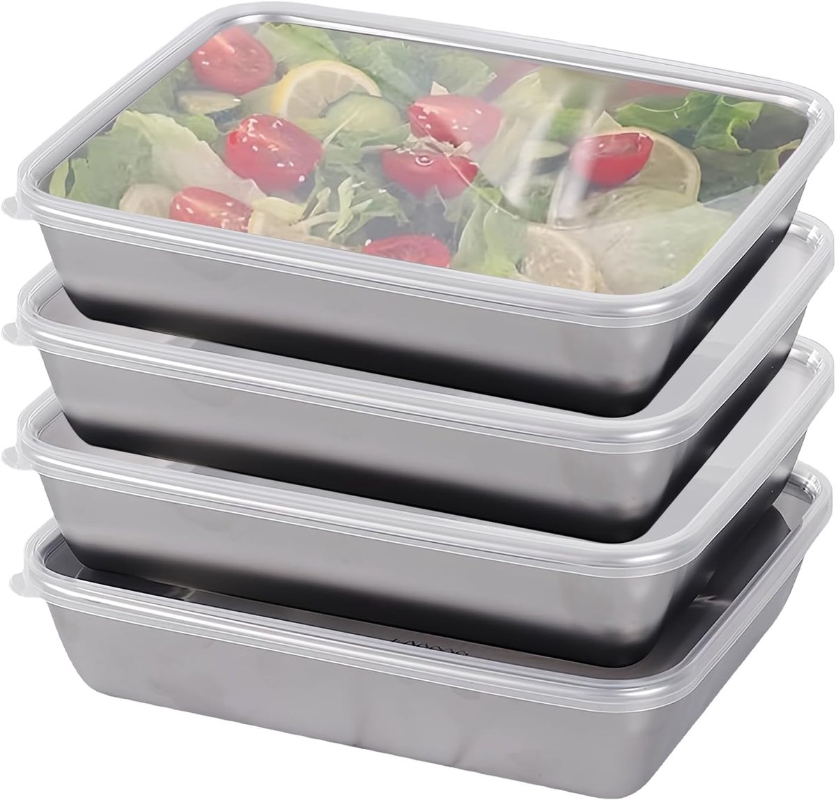Opslagdozen 25,5 x 20 x 5,5 cm - Stapelbare vleesdozen - Transparant deksel - Ruimtebesparende koelkastorganizer - ShopVlot