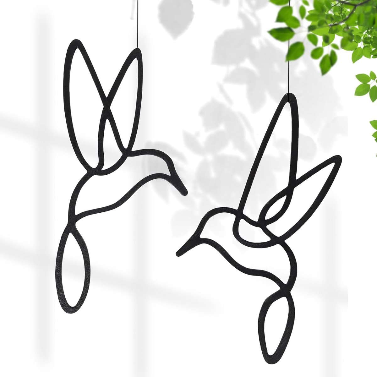SnelShoppen - Lineart Vogelset voor Hangende Raamdecoratie - Tijdloos Elegant Design - Moderne Wanddecoratie voor Elk Seizoen - Eco-vriendelijk en Spi