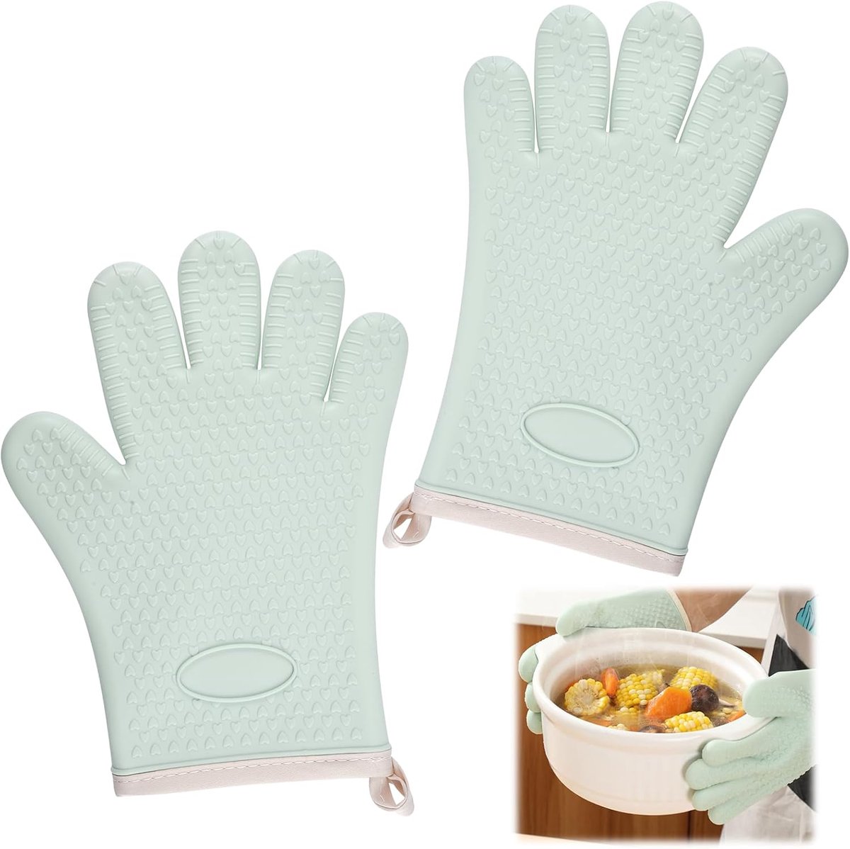 SnelShoppen - Silicone Ovenwant, Hittebestendig Antislip | Hittebestendige Bakhandschoenen, Grillhandschoenen met Zachte Katoenen Binnenvoering voor K