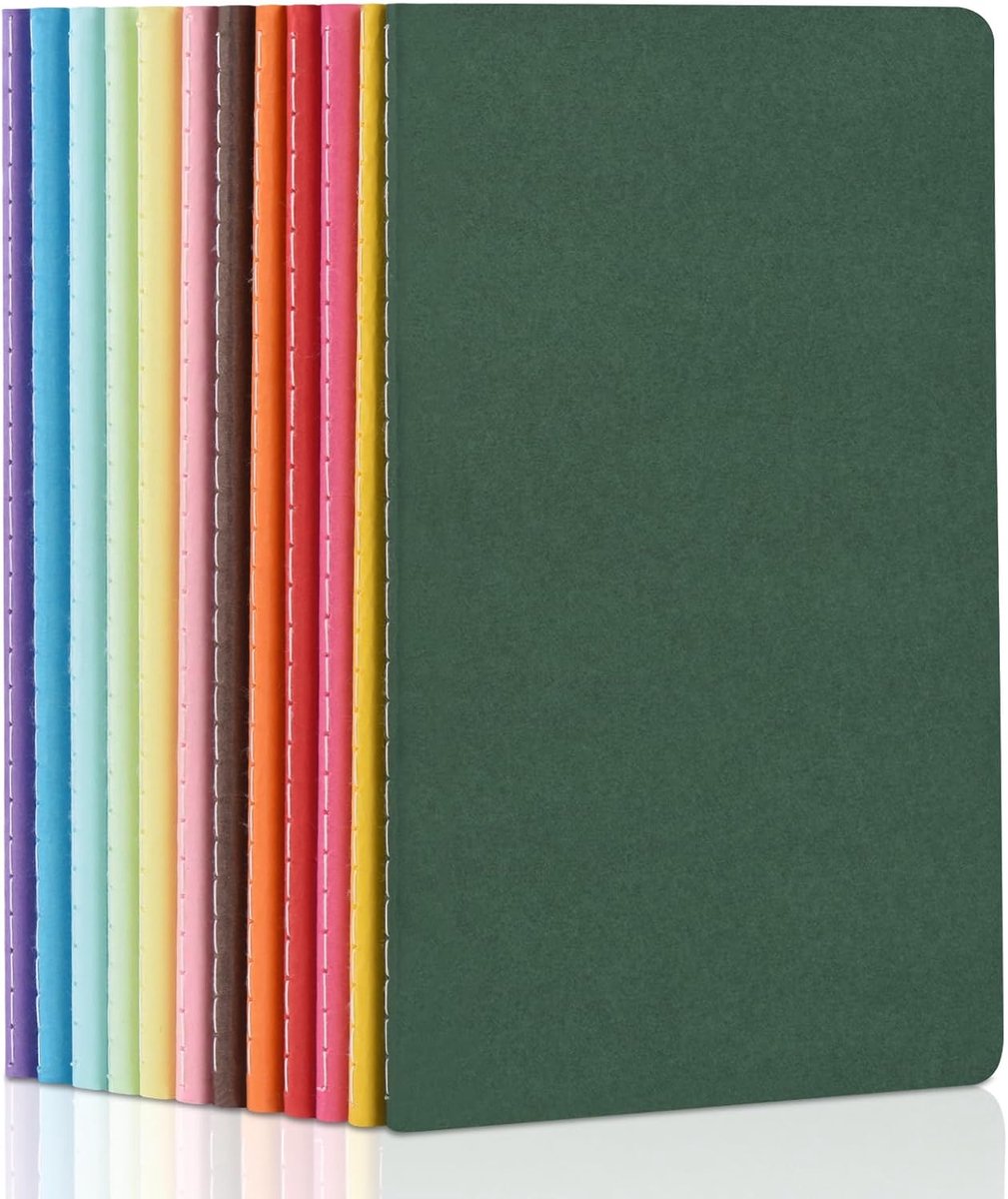 SnelShoppen - A5 Notitieboekjes Set van 12 Kleurrijke Notitieboeken met Zachte Kaft, 60 Pagina's per Boek, Hoogwaardige Eco-vriendelijke Papier voor K