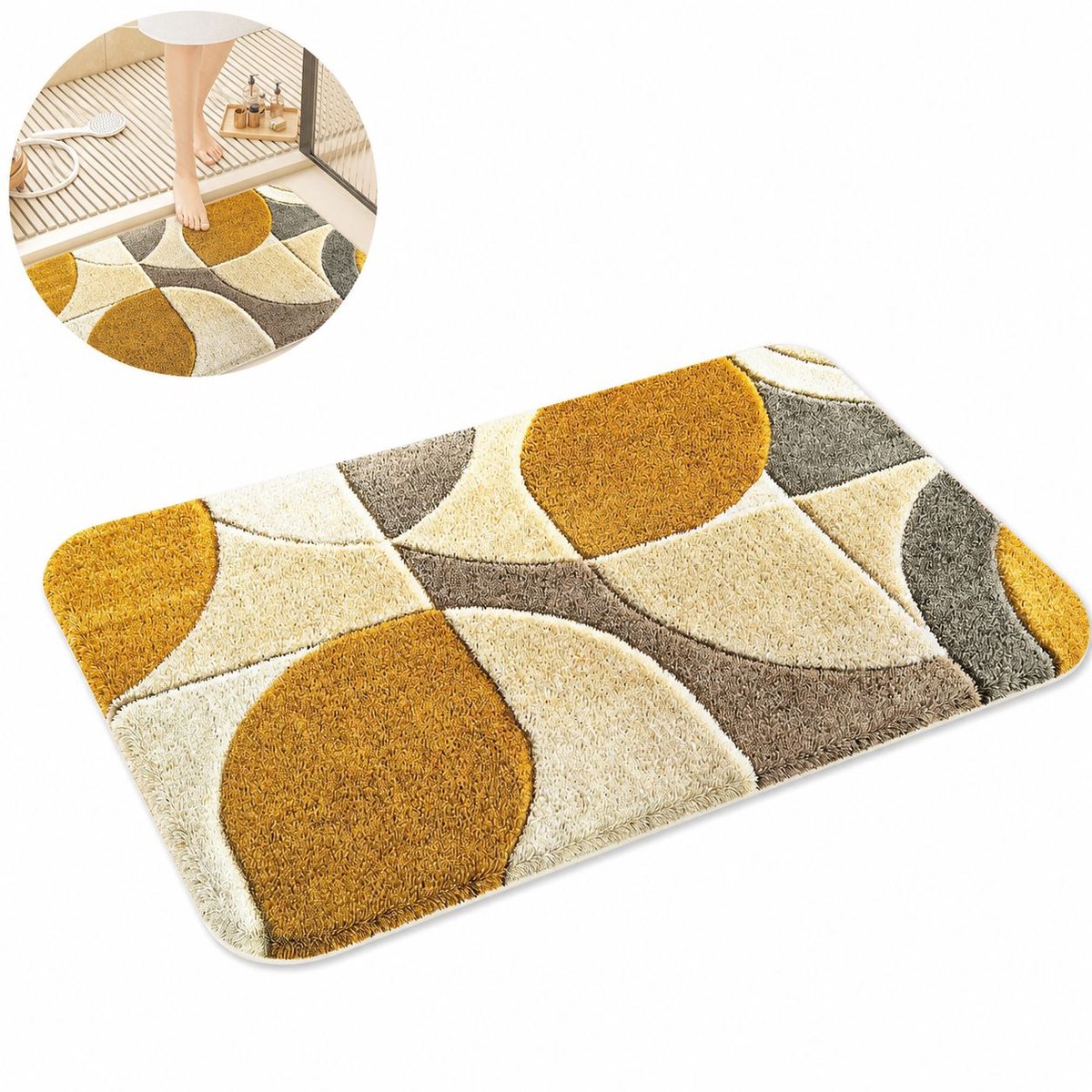 VHV-Badmat - Schattige en Antislip Badkamermat 40x60 cm van Zacht Imitatie Kasjmier met Snelle Absorptie en Comfortabele Antislip Onderkant voor Toilet en Hal - Kleurrijk