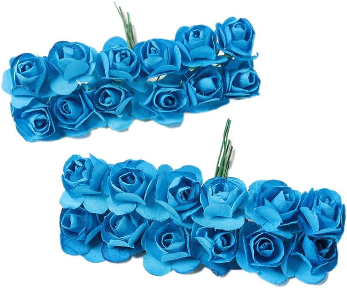 SnelShoppen - 12 Stuks Kunstmatige Rozen Papieren Bloemen, Mini Rozen Hoofden met Steel voor Creatieve DIY Decoratie, Bruiloft, Feest, Bruidsboeket, K