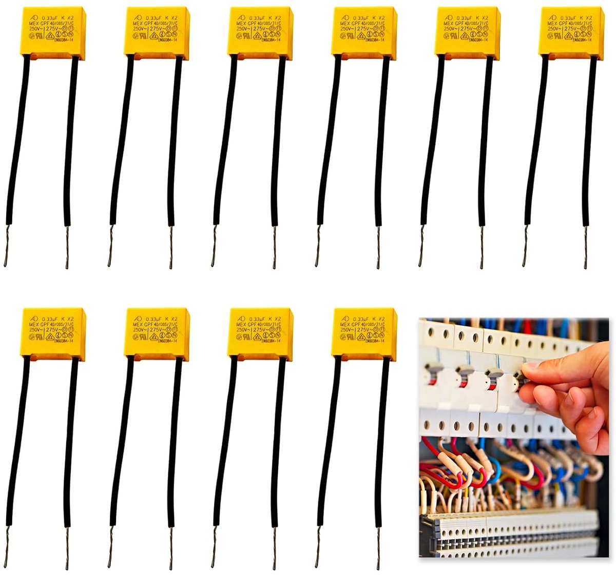 Veiligheidscapacitors 0.33 uF - Polypropyleen - 275 V - Ideaal voor elektronisch gebruik - ShopVlot