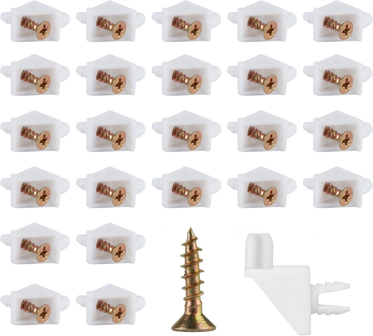 SnelShoppen - Pack van 100 IKEA Plankdragers 5 mm, Planksteunen, Plankdragers voor Glazen Planken, Stevige Kunststof, Wit, Eenvoudig te Installeren, V