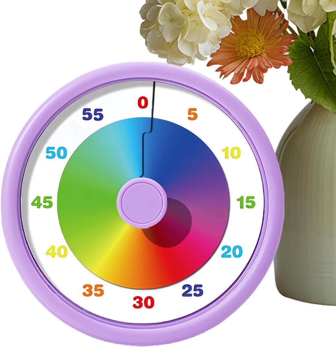 Kind Timer Visuele Afbouw - ronde Stille Tijdmanagement Tool - Schijf Kleine Visuele Timer - 10.3cm - voor Thuis Keukens Slaapkamers Bibliotheken Bureau Sportscholen Studeren Koken Spelen - paars