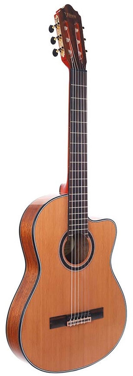Valencia VC774TCE Slim Body Klassieke Gitaar 4/4 Naturel Elektro-akoestisch Hoogglans