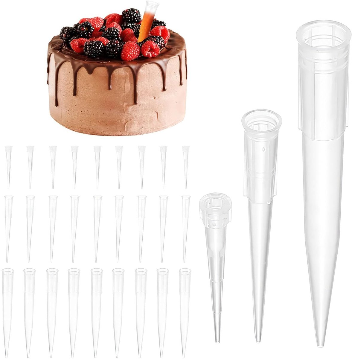 SnelShoppen - 200 Stuks Bloembuisjes voor Taartdecoratie, 3/5/7cm Plastic Testbuizen voor Bloemen, Taart Pipette Tips, Bloembuisjes voor Laboratorium