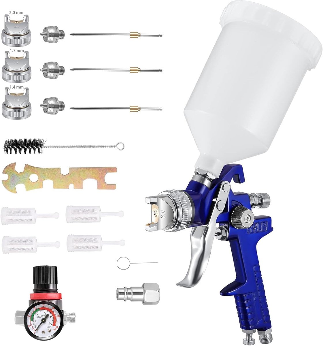 HVLP Paint Gun Spray Gun Professional Paint Spray System Spray Gun with 600ml Plastic Cup with Air Pressure Regulator - ShopVlot