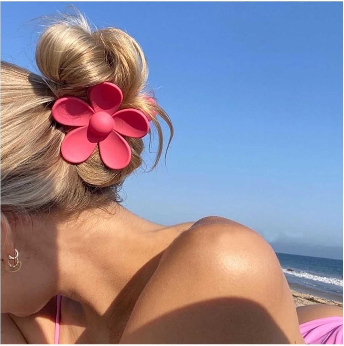 Vintage Acrylic Flower Hair Claw Clip Neon Daisy Hair Pine Clip Orange Ponytail Claw Bar Minimalist Floral Hair Clip - ShopVlot