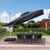 PURPLE LEAF Vierkant Parasol – Dubbel Top – 360 °Graden Rotatie – UV werend doek– Windbestendige Zweefparasol