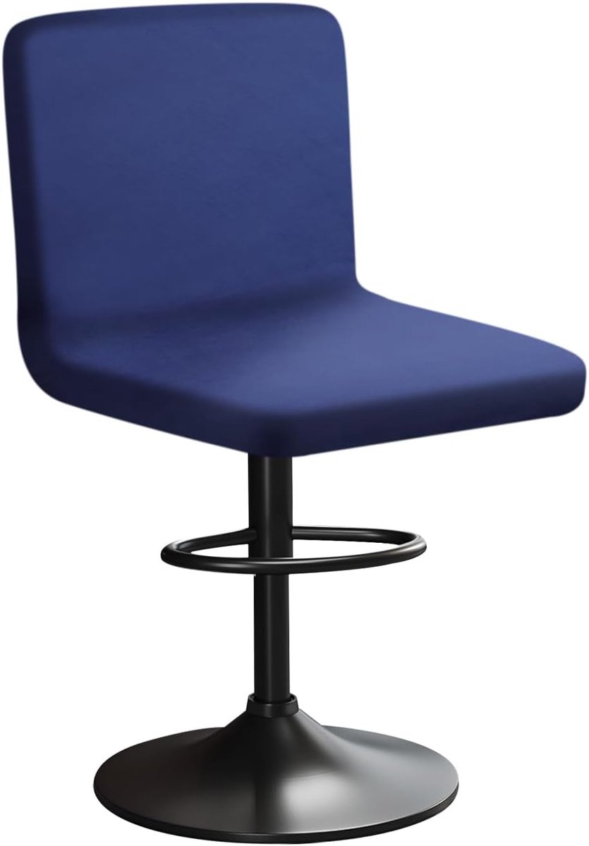SnelShoppen - Luxe Stretch Bar Stoel Hoezen met Rugleuning - Velvet Bar Stoel Covers, Rekbaar, Kreukvrij, Wasbaar, Stofvrij, Navy Blauw, 1 Stuks, Perf