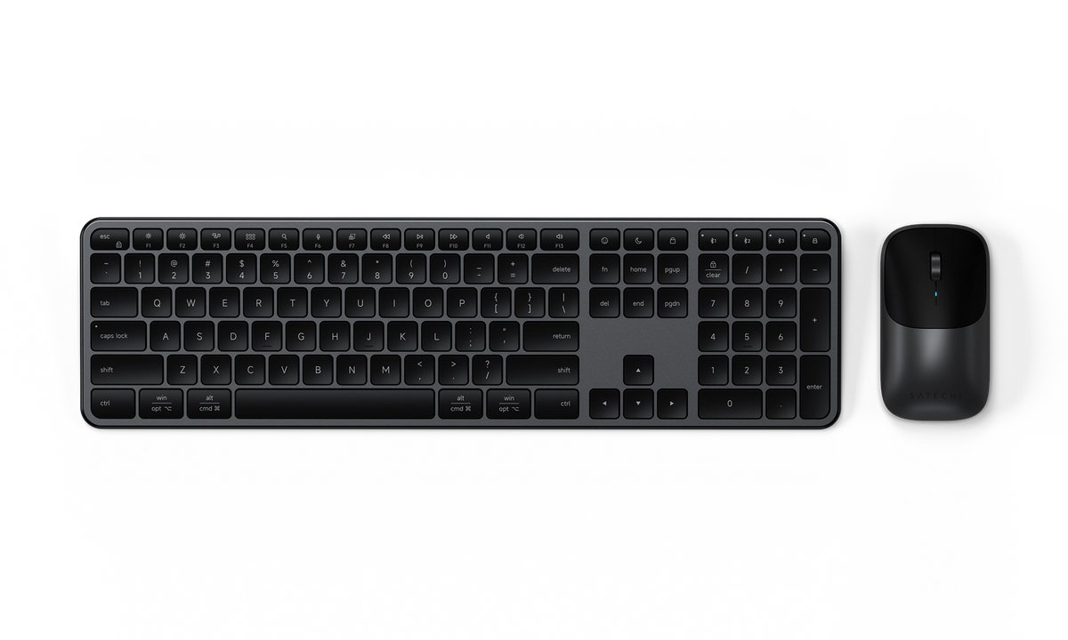 Image of Satechi Slim CEX3 Draadloze Muis & Toetsenbord Combo – Bluetooth 5.3 Connectiviteit – Verbindt met 3 Apparaten – Inclusief 2,4 GHz USB-C-ontvanger - Zwart