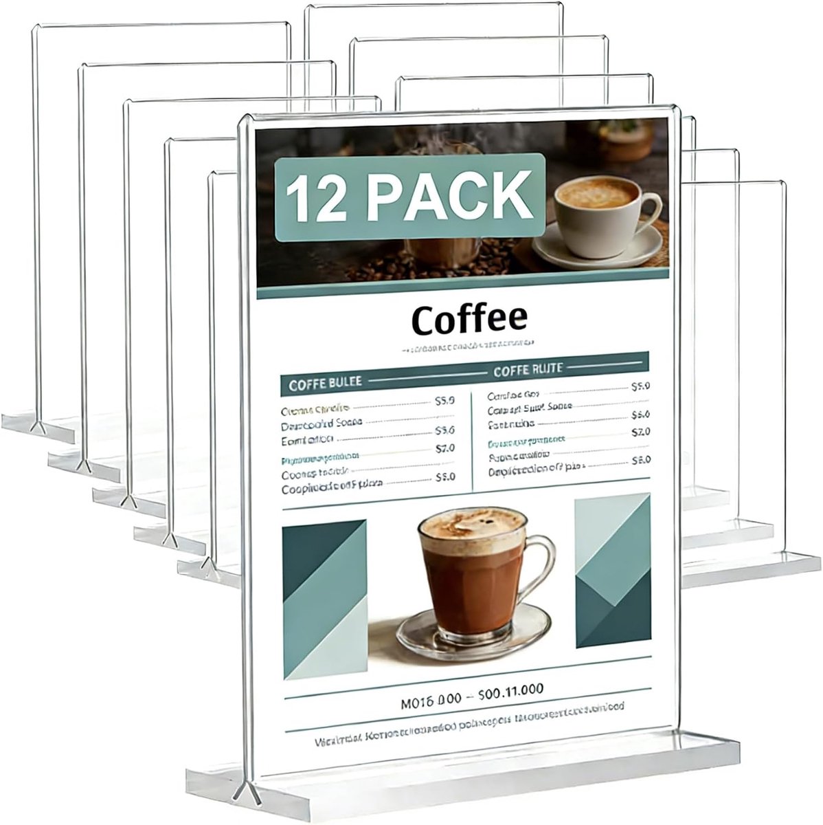SnelShoppen - 12 Stuks A4 Acryl Signaalhouder T-Vormige Transparante Displaystand Dubbelzijdig Kunststof Perspex Verticaal Menu Poster Houder voor Kan