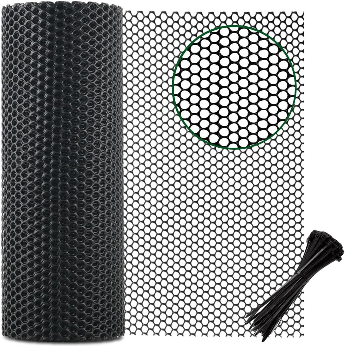 Mesh Fences 5m x 40cm - Zwart Plastic - Sterk en Duurzaam - Voor Dierenbescherming - SnelShoppen