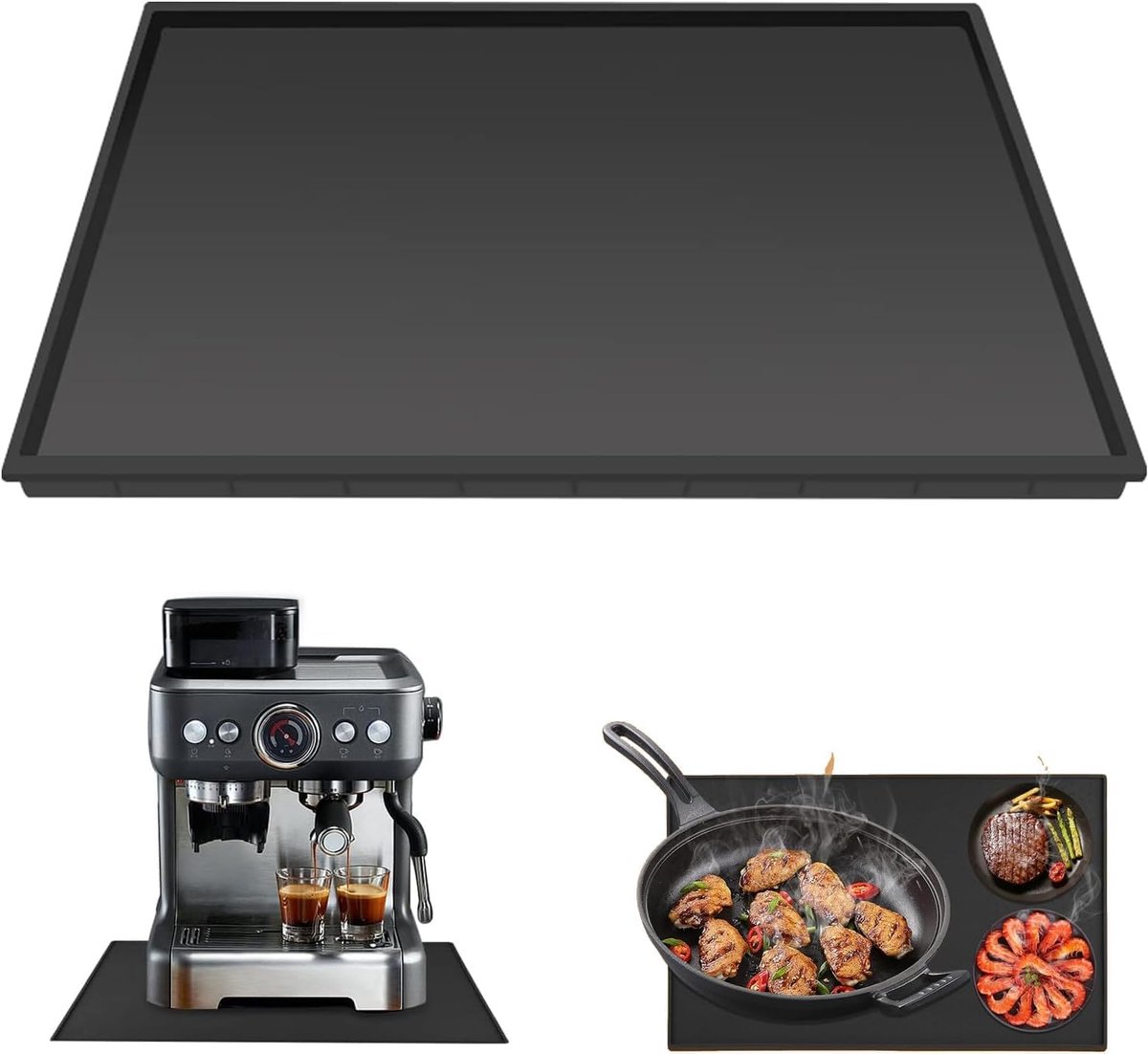 SnelShoppen Silicone Mat voor Koffiemachine Zwart Barista Accessoires 48x30 cm Bescherming voor Werkblad Ideaal voor Koffiemakers en Koffiemach