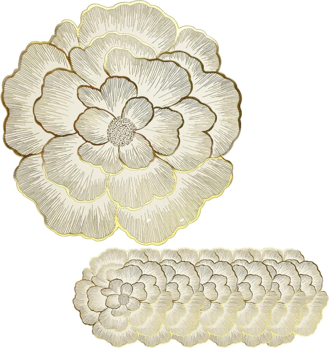 Set of 6 Round Gold Placemats Heat Resistant Gold Placemats Washable Round Placemats for Party, Wedding, Restaurant - ShopVlot