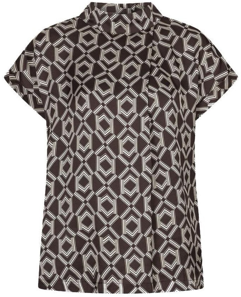 EsQualo Blouse Blouse S Slve Warm Cacao F26 14509 999 Print Dames Maat - W34