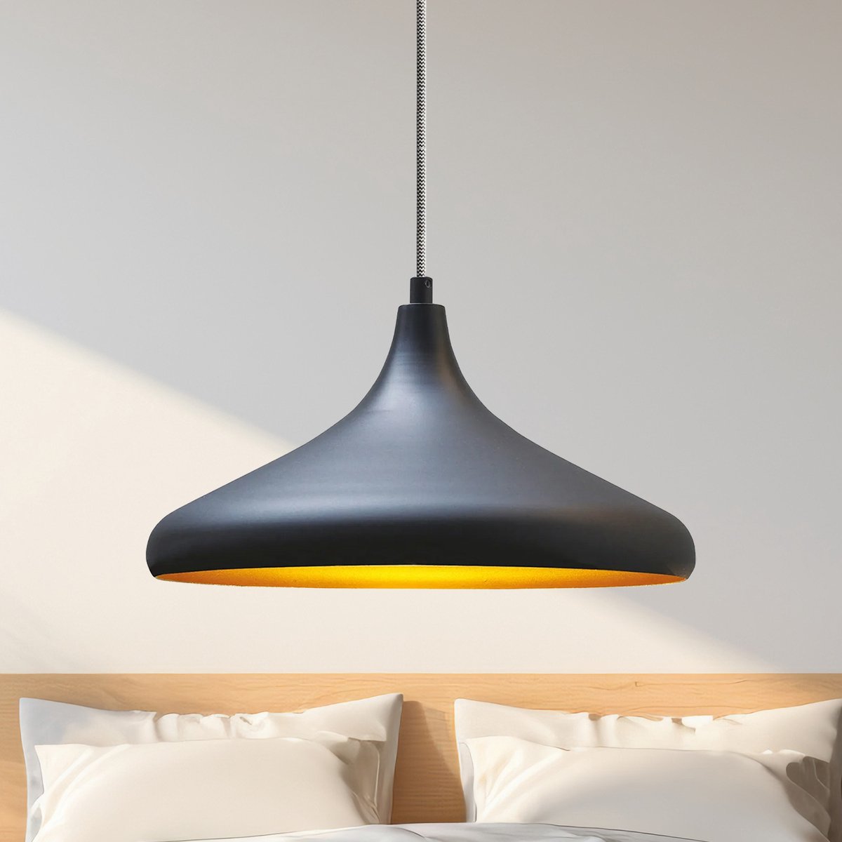Bamyum Champion hanglamp, industriële Modern stijl, Ø35 cm, zwart metalen lamp
