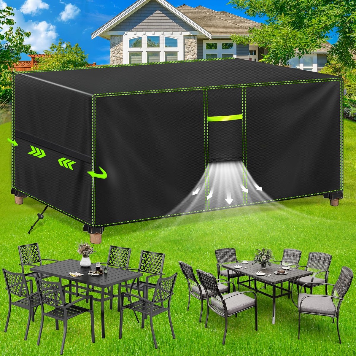 Omgoods - Waterdichte Tuinmeubelhoes 150x94x75cm - Bescherming voor Tuinmeubelen