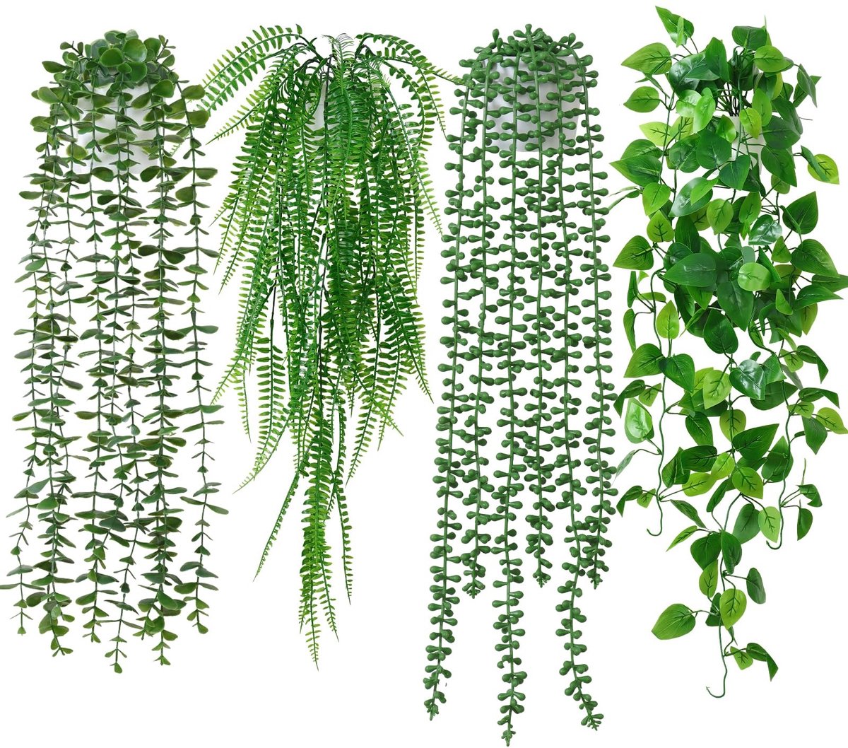 Omgoods - Set van 4 Kunstplanten in Pot voor Binnen Decoratie