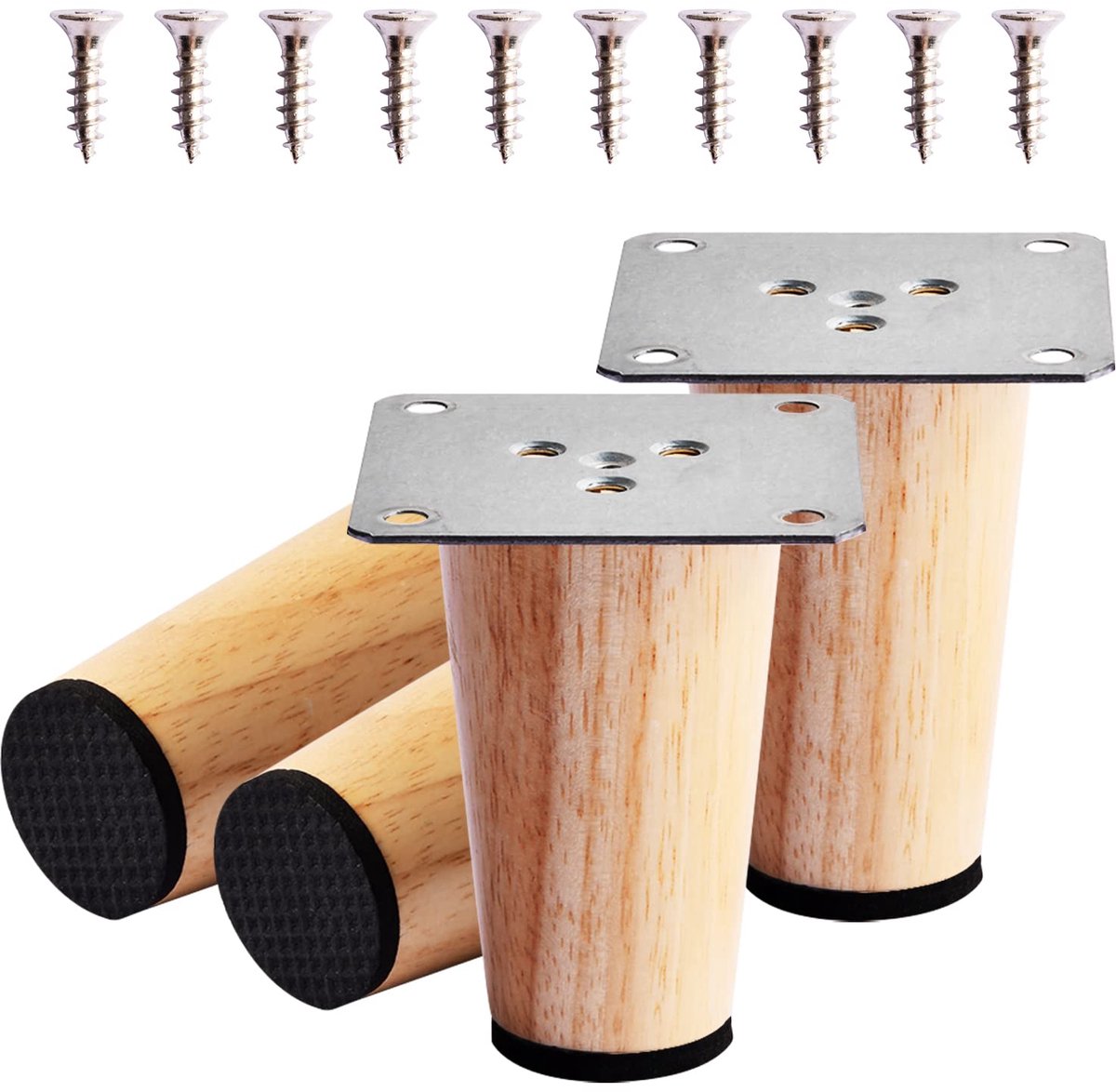 Omgoods - 4 Stuks 8 cm Houten Meubelpoten - Vervangende Poten voor Meubels