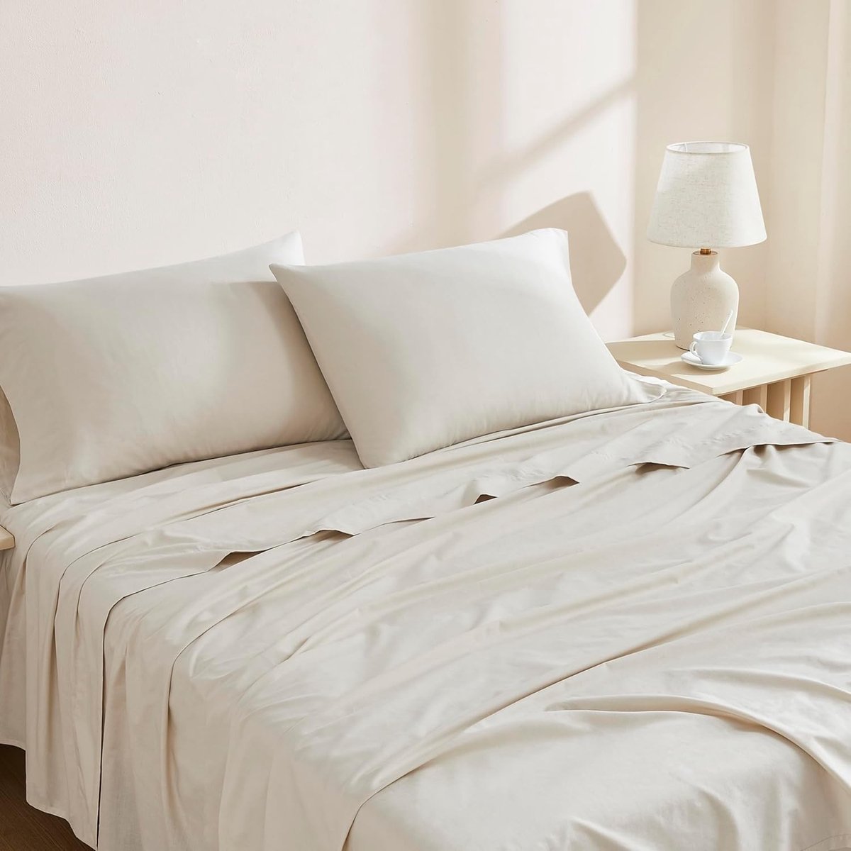 Omgoods - Organisch Katoenen Laken Set 4-Piece Full, Beige