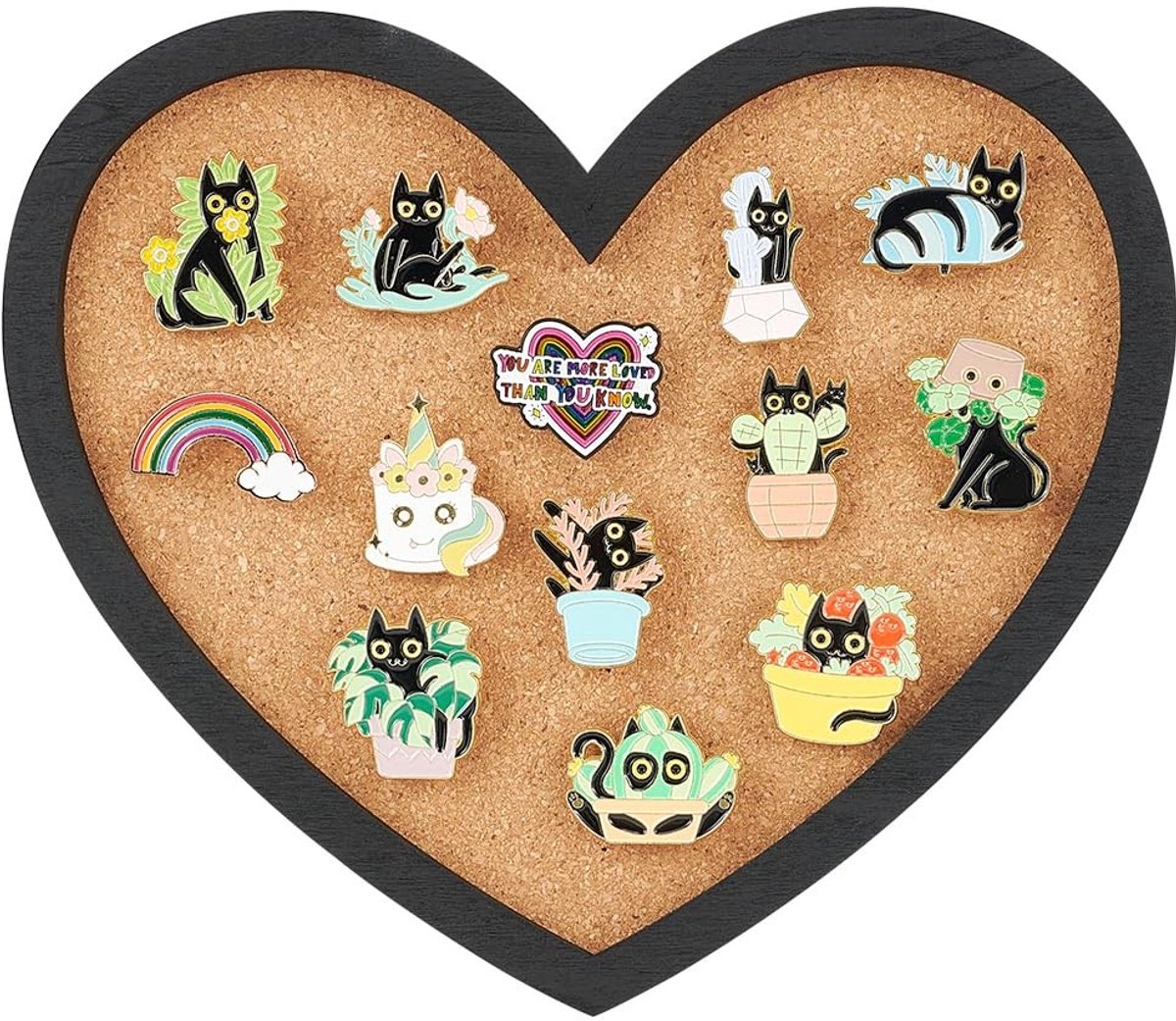 Omgoods - Hartvormig Kork Prikbord - 2 cm Dikke Wandmontage voor Broches