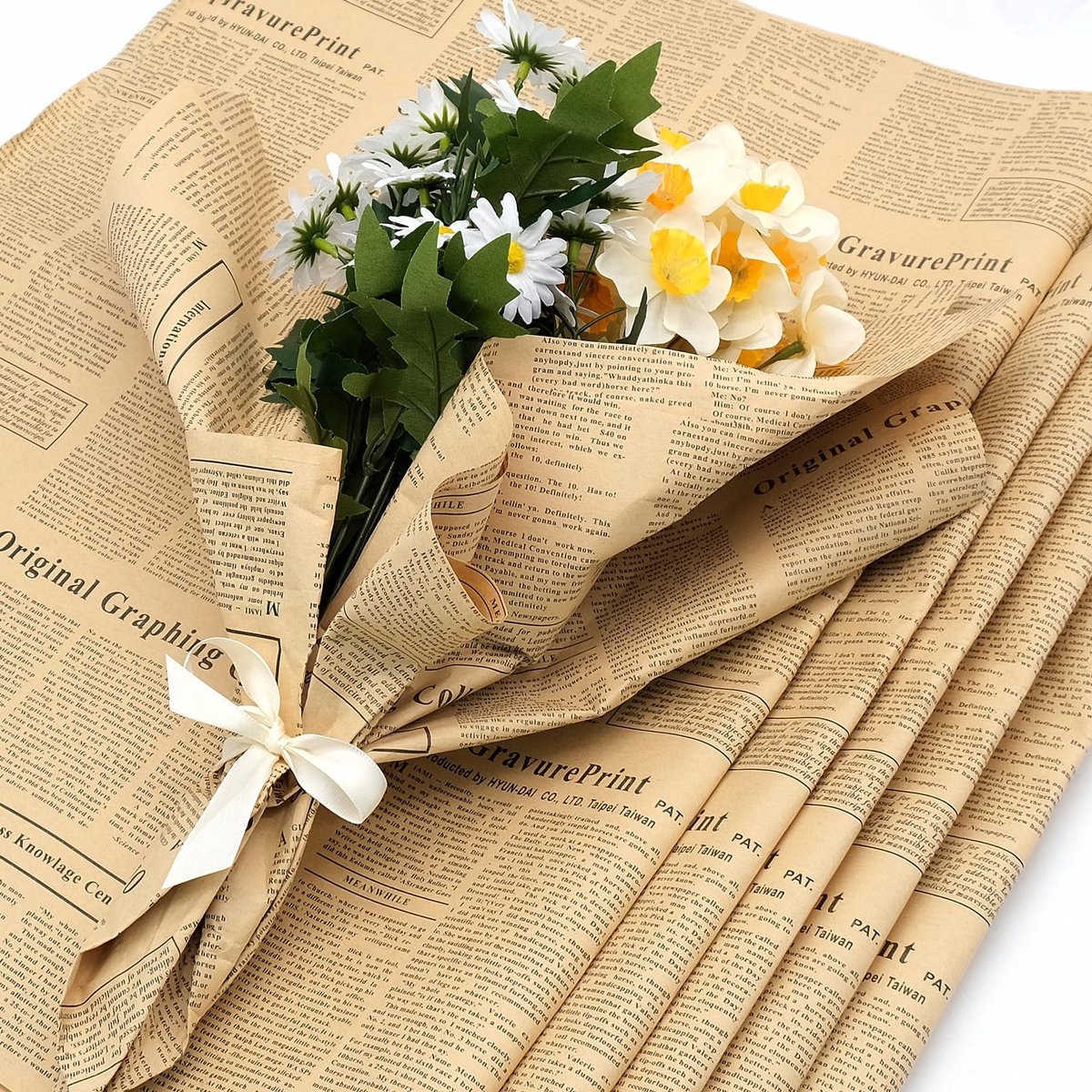 Omgoods - 20 Vellen Kraft Cadeaupapier voor Verjaardag en Trouwen