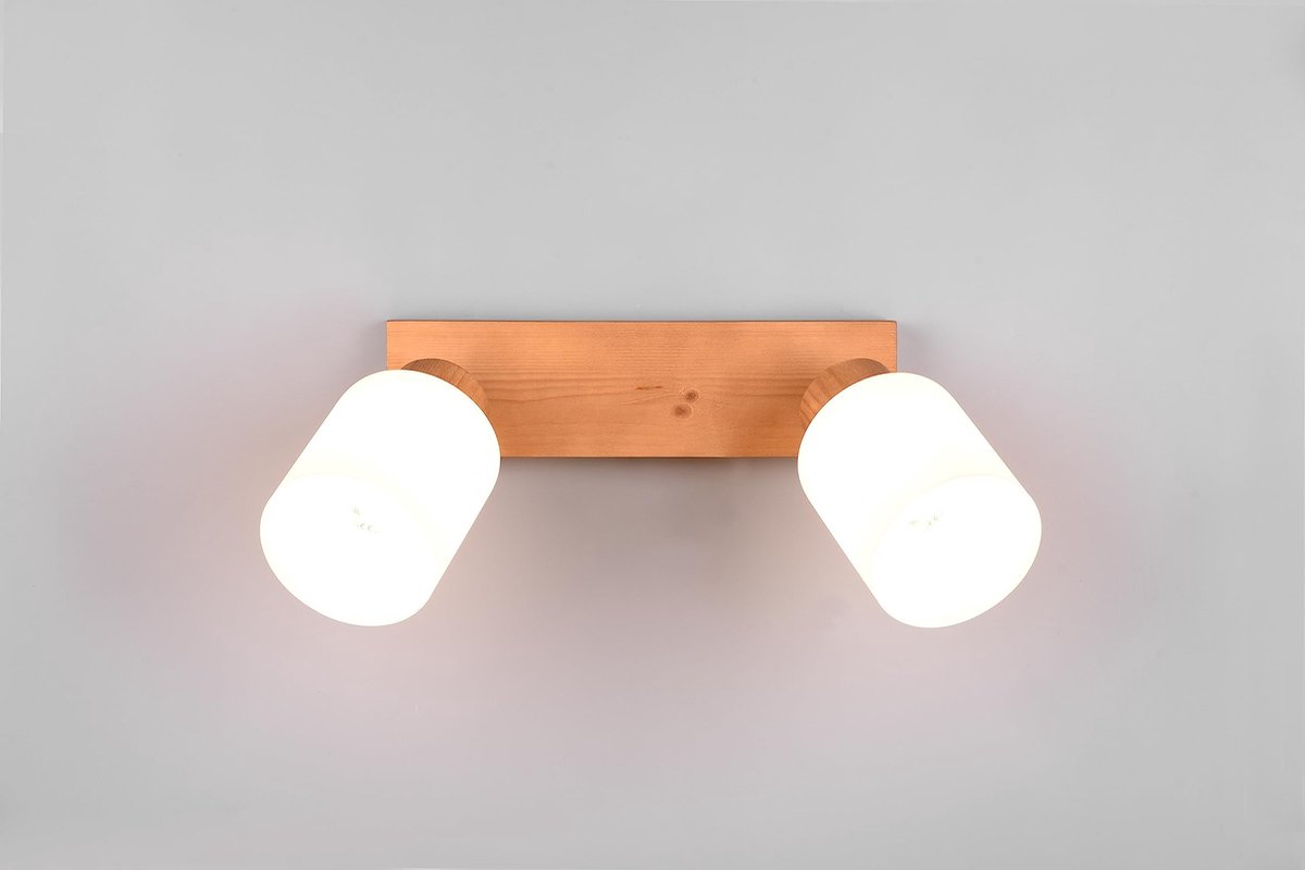 Omgoods - Spotlights Assam in Natuurhout met Witte Glas