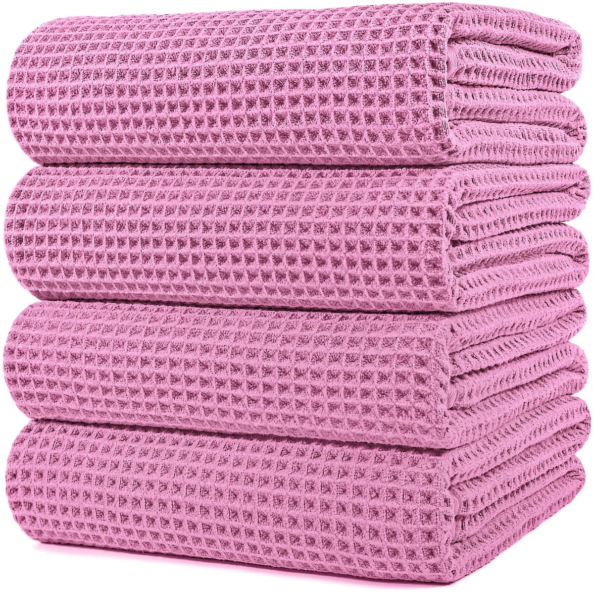 Omgoods - Microvezel Badhanddoeken XXL 152x76 cm - Sneldrogend & Pluisvrij - 4 Stuks Roze