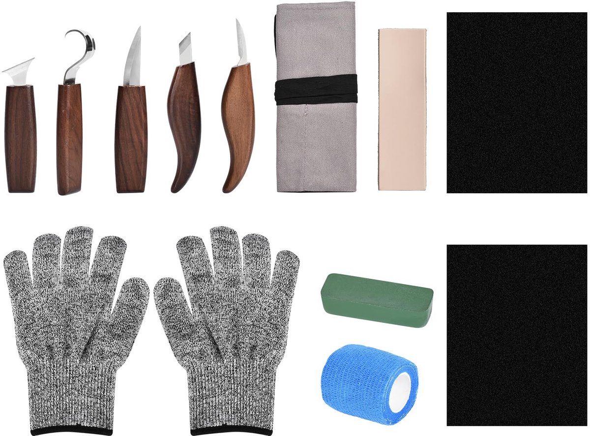 Omgoods - 12-in-1 Houtsnijgereedschapset met Opbergtas