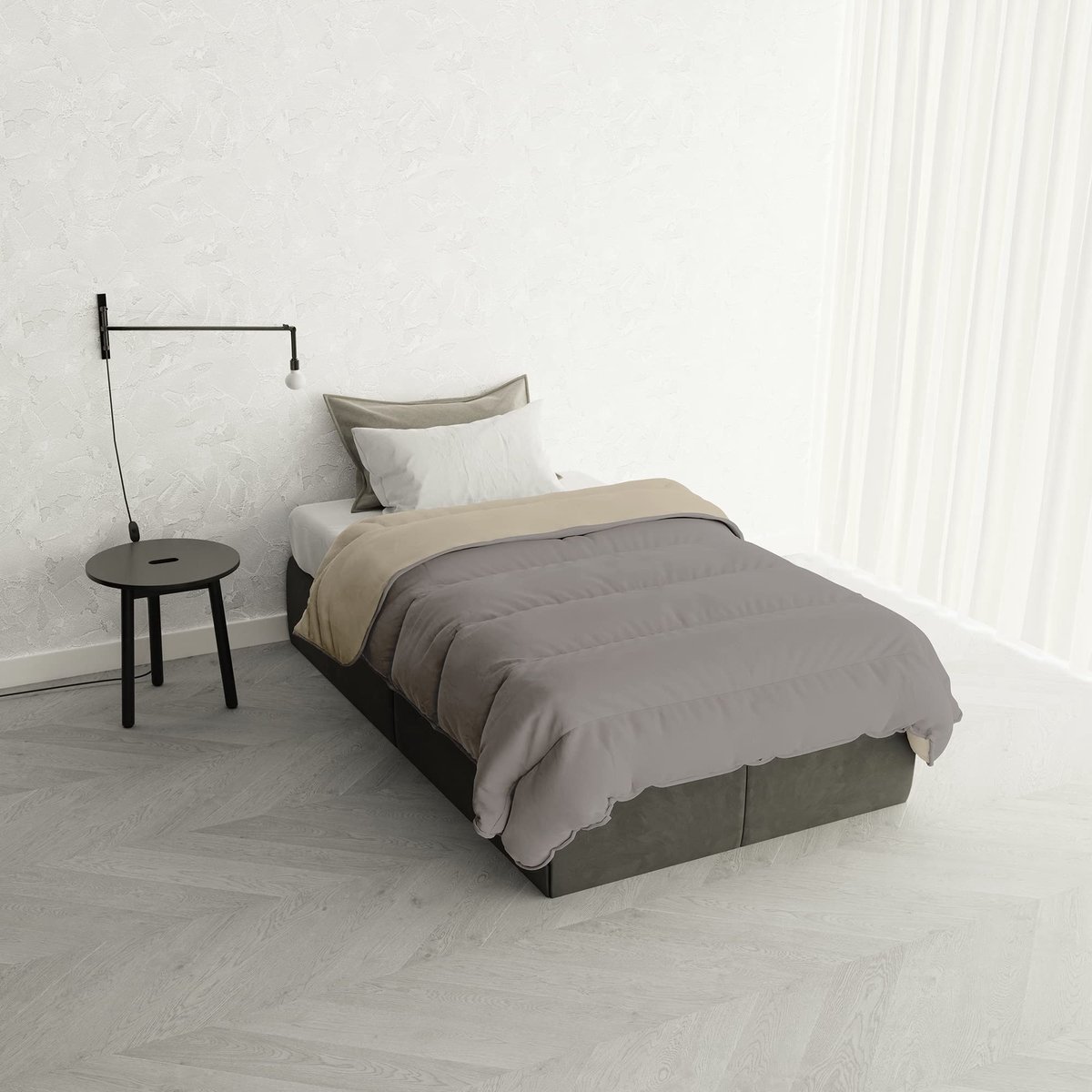Omgoods - Oslo Winter Dekbedovertrek - Dubbelzijdig Sand/Cream 200x200 cm