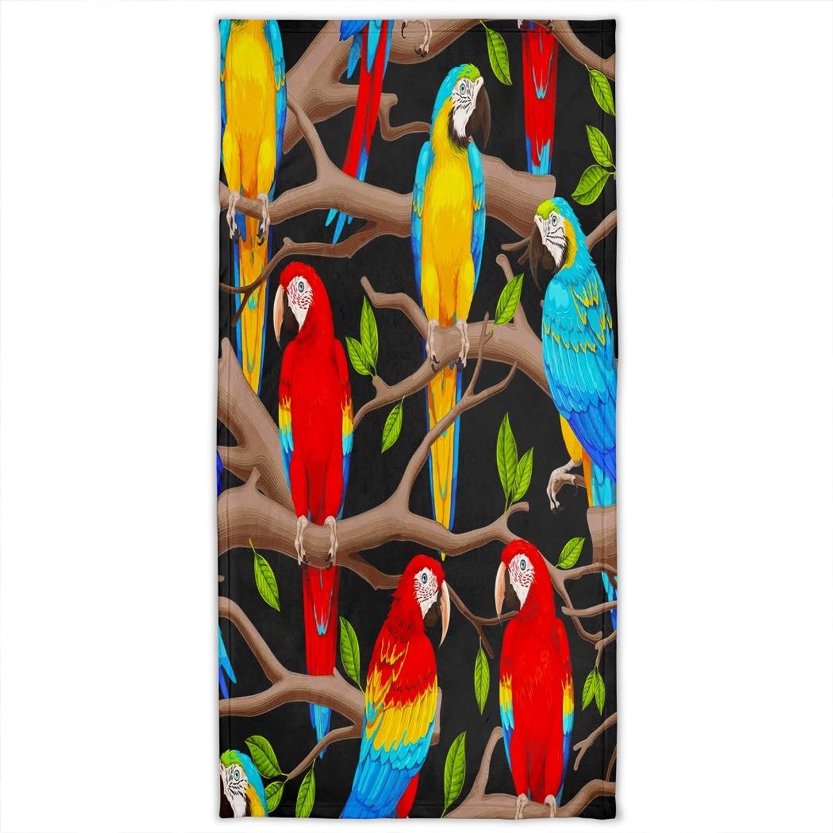 Omgoods - Kleurrijke Badhanddoek met Papegaaien 70 x 140 cm