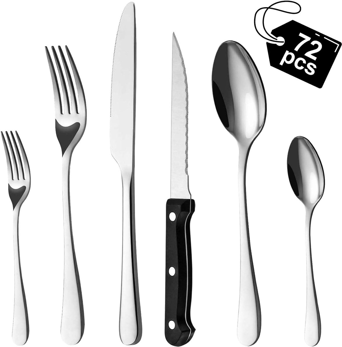 Omgoods - 72-delige Bestekset met Steakmessen voor 12 Personen - RVS