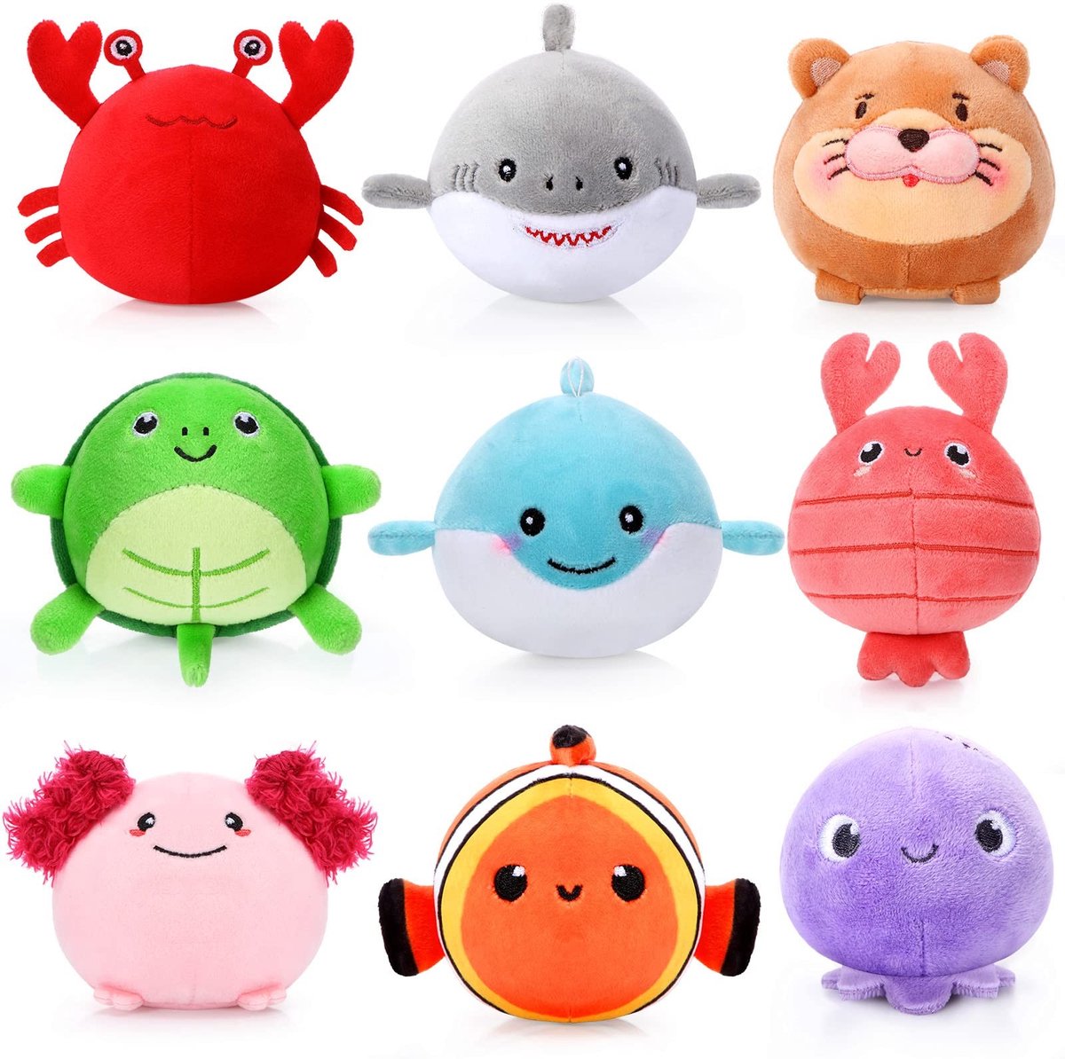 Omgoods - Set van 9 Mini Zee Dier Pluche Speelgoed voor Kinderen
