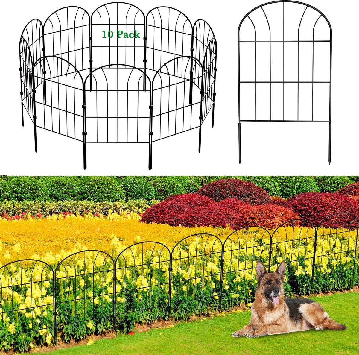 Omgoods - Sierhekwerk Decoratief Tuinhek - Metalen Omheining voor Tuin en Dierenbarrière (10 Panelen)