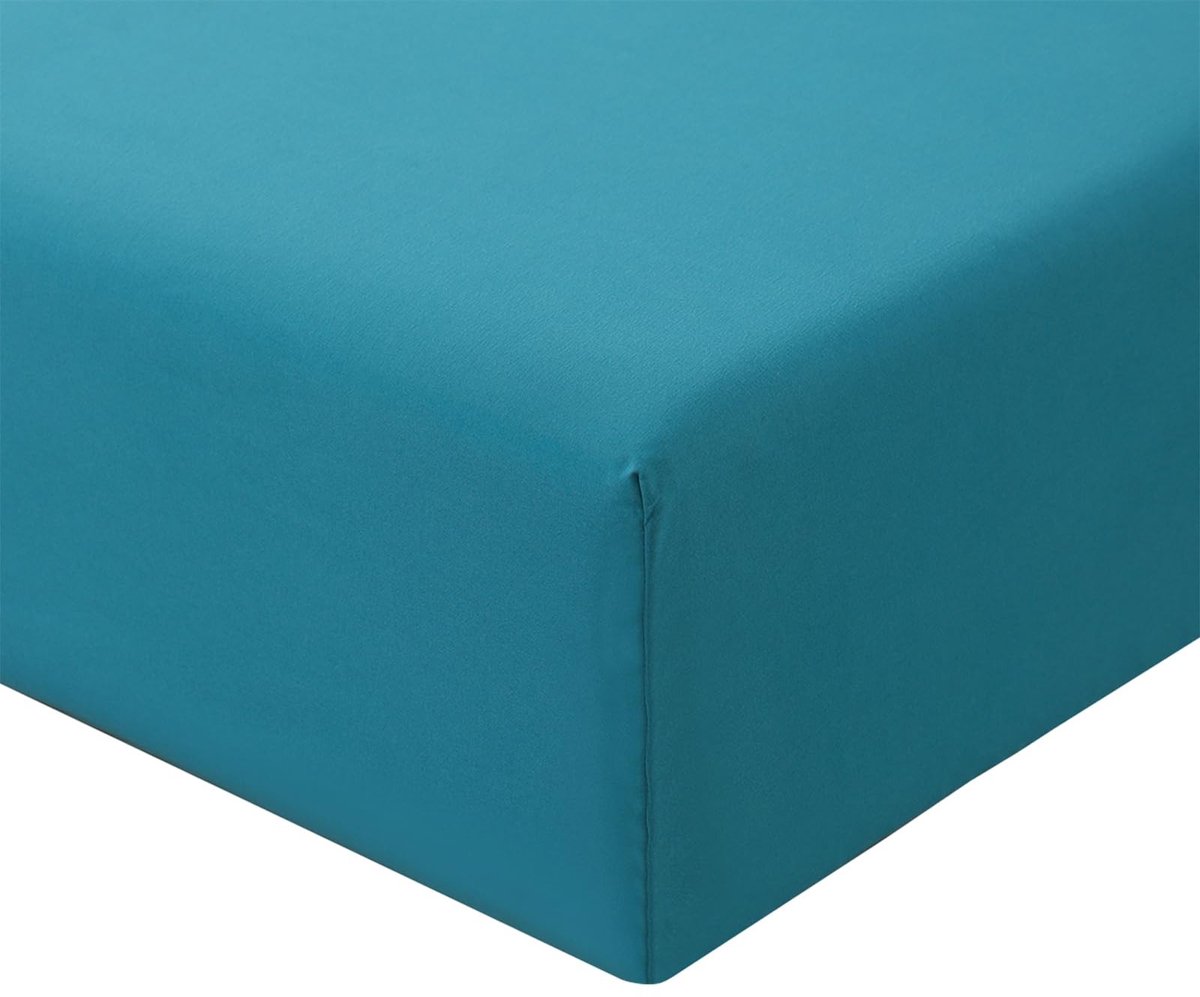 Omgoods - Hoeslaken 160 x 200 cm - Turquoise met Diepe Zakken