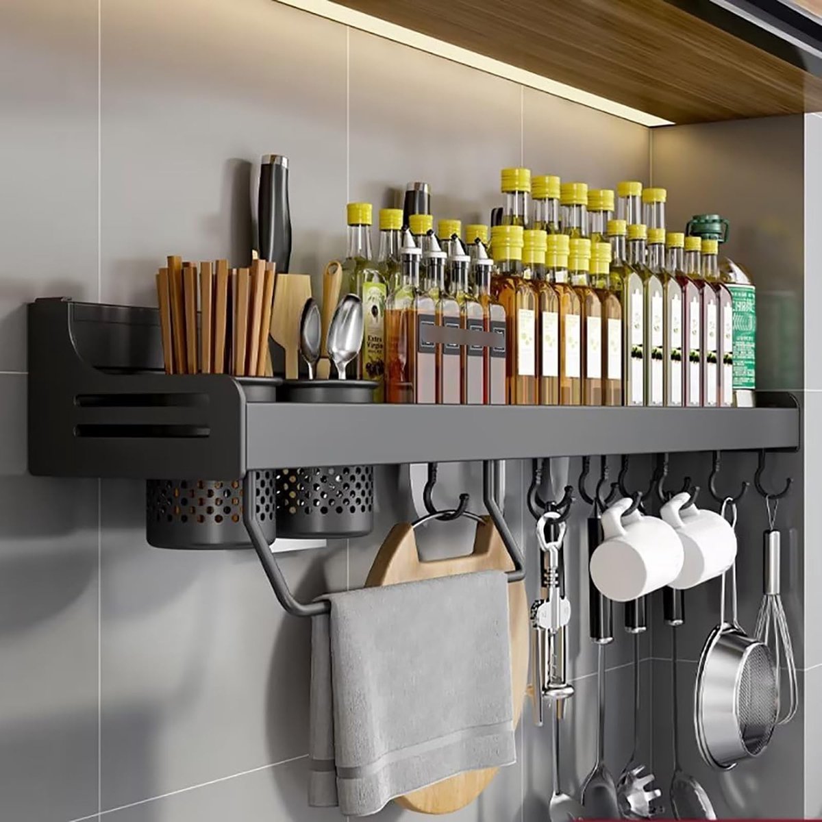 Omgoods - Wandspecerijenrek - Hangend Organizer voor Keuken zonder Boren