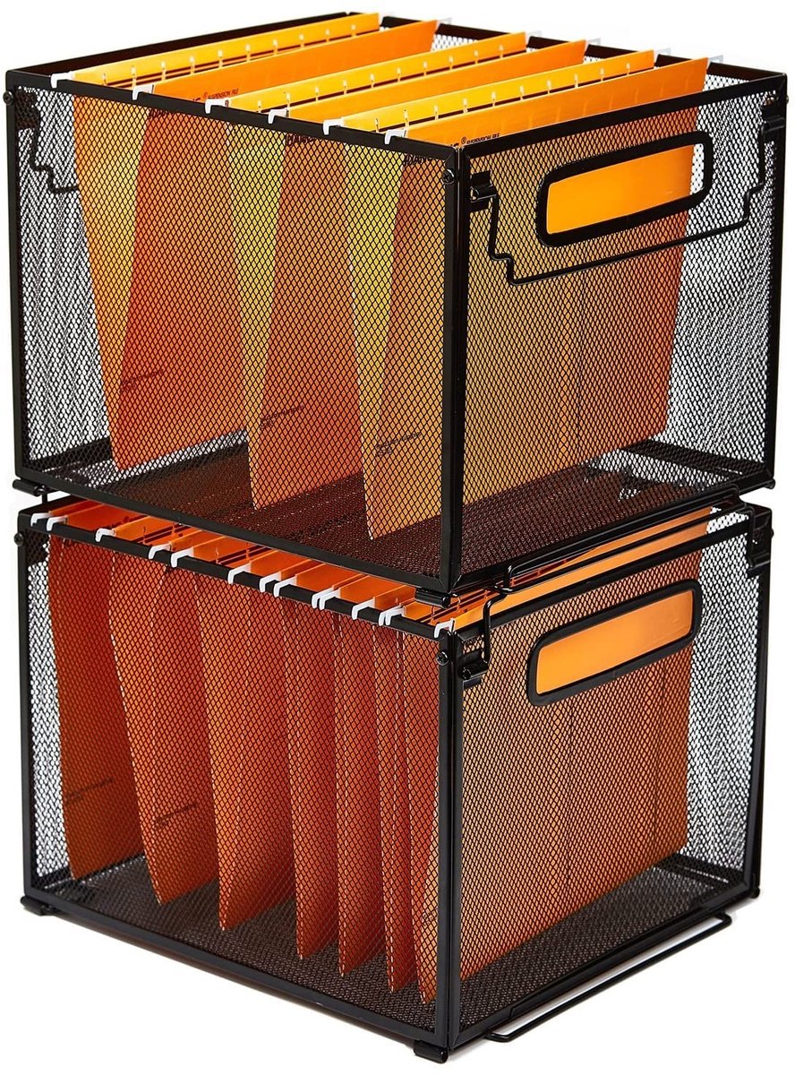 Omgoods - 2-Pack Kantoor Organiser voor Papieren - Metalen Bestandenhouder in Zwart