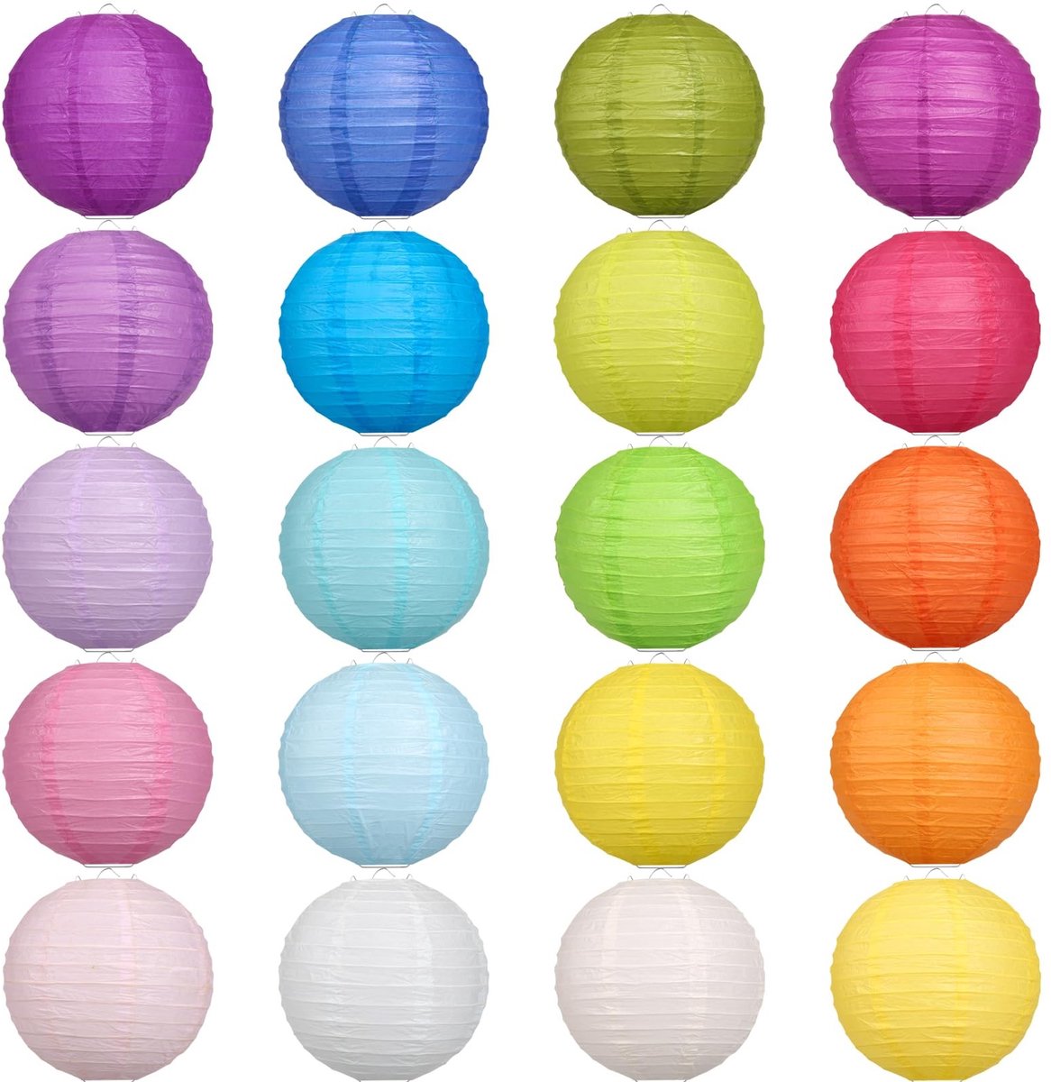 Omgoods - Set van 20 Kleurige Papieren Lantaarns 15cm voor Feestdecoratie