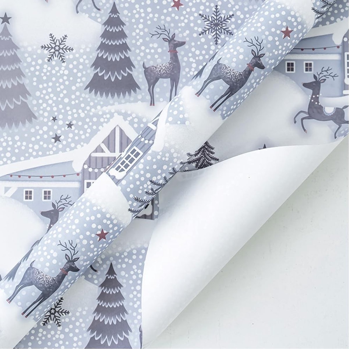 Omgoods - Kerst Cadeaupapier met Sneeuwscènes - Set van 4 Vellen