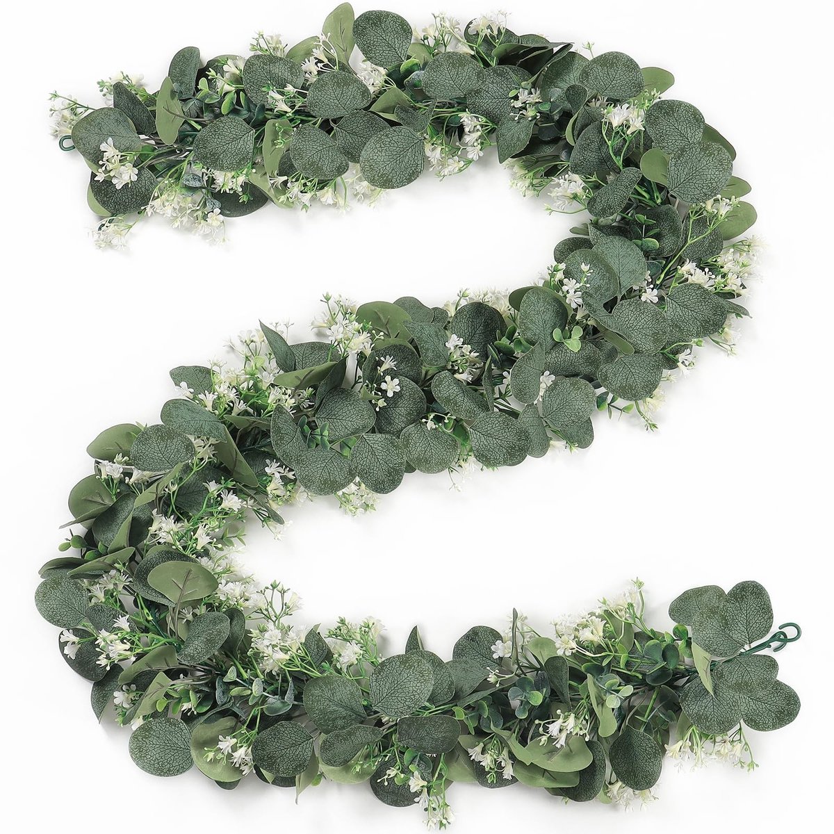 Omgoods - 2 Stuks Eucalyptus Garlands met Witte Bloemen