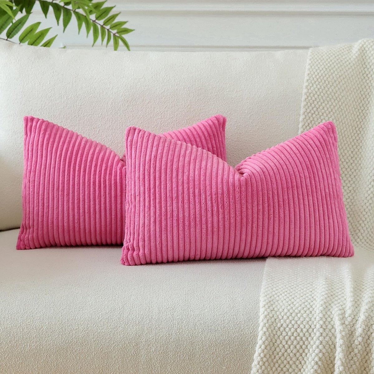 Omgoods - Corduroy Kussenhoezen 40x60 cm Set van 2 - Decoratieve Striped Hoes