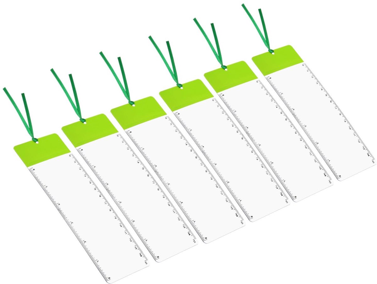 Omgoods - Bladwijzer Vergrootglas met Liniaal, 6-Pack 3X Vergrootblad, Groen