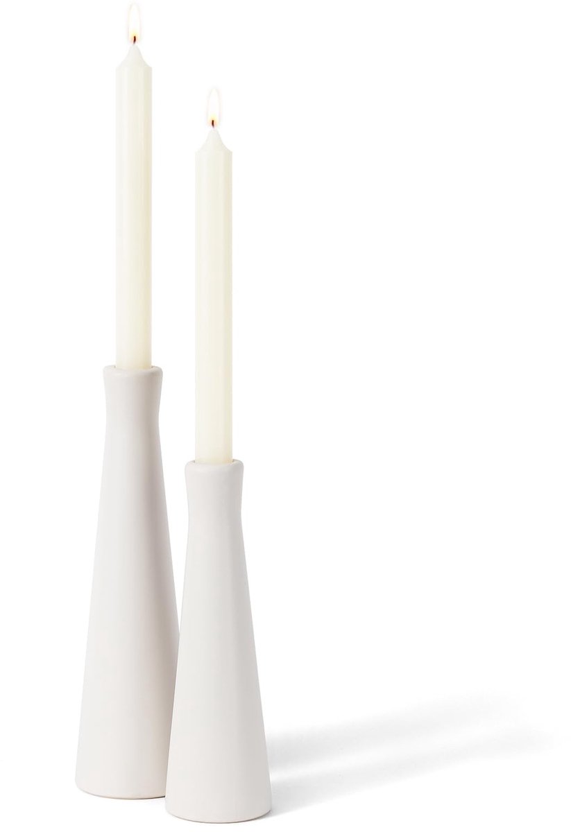 Omgoods - Set van 2 Keramische Kandelaarhouders in Mat Wit