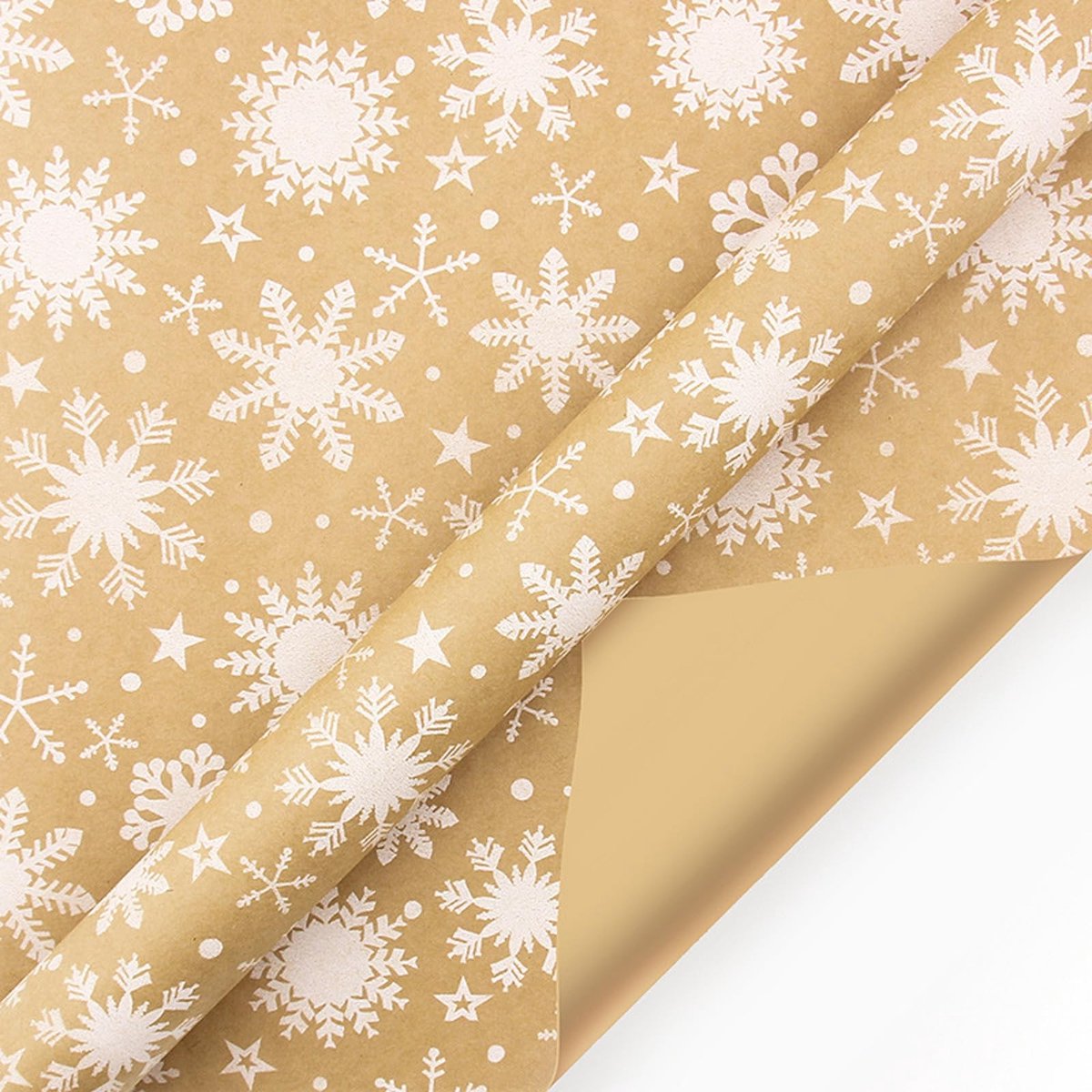 Omgoods - Gerecycled Kerst Cadeaupapier Rol 44 cm x 15 m, Sneeuwvlok